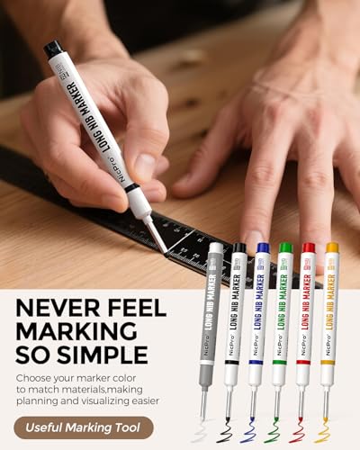 Nicpro 12 PCS Long Nib Marker Pens with 20mm Long Head Fine Tip (Colorful)
