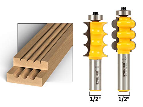 YONICO Furniture Molding and Trim Router Bits Set 2 Bit Triple Bead & Flute 1/2-Inch Shank 16260 - style: 2 Bit 3/8" Triple Bead & Flute - 1/2" Shank