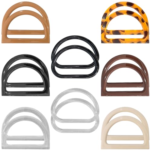16 Pcs D Shape Purse Handles Replacement Set, Durable Resin Handbag Handles