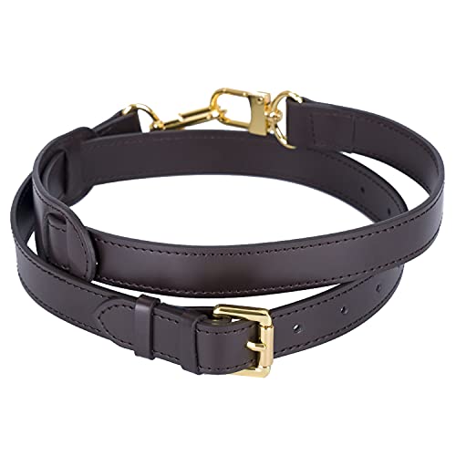 Genuine Vachetta Leather Crossbody Replacement Straps for Purses Shoulder Bags (1"W Yellow-Silver Locks) (Coffee) - color: Coffee