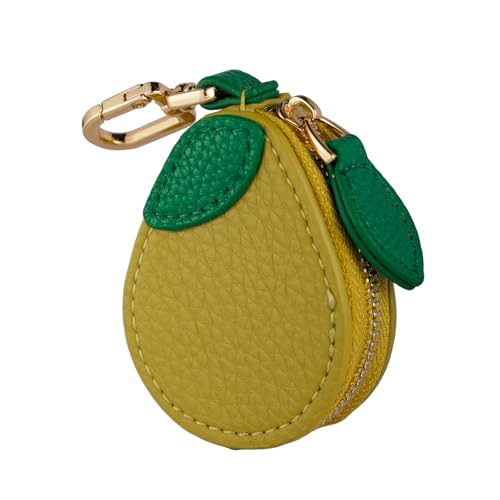 Fruit Coin Purse Bag Charm Keychain, Mini Charm Kawaii Leather Coin Purse Pouch Holder for Airtag Handbag Tote Wallet - color: Avocado