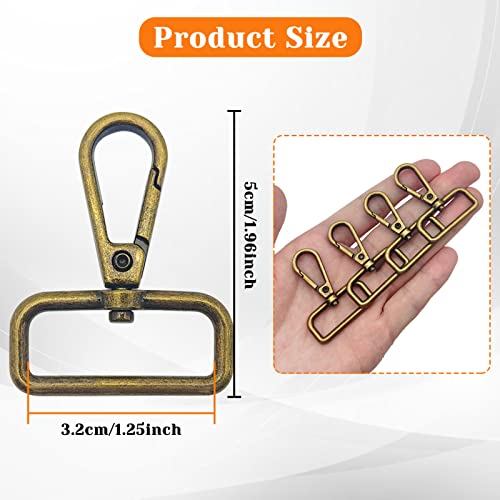 12pcs 1.25" Inside Diameter D Ring Lobster Clasp Claw Swivel Clasps Claw for Push Gate Snap Hooks Trigger Clips Swivel Snap Fashion Clips DIY Crafts Supplies(Antique Bronze) - color: 12pcs,1.25"