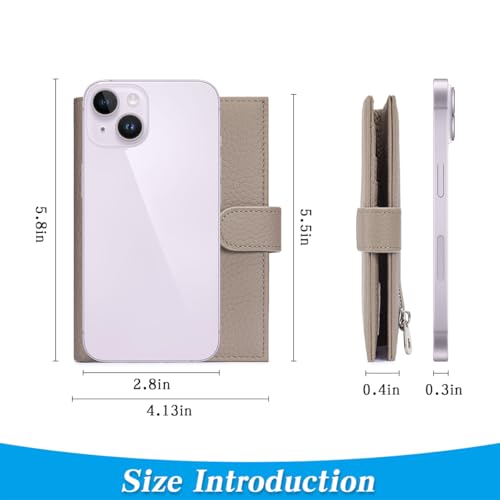 Passport Holder for Travel Women RFID Blocking Genuine Leather Passport Wallet with Card Slots, Zipper Coins Pocket, Cash Holder, Grey - color: Grey
