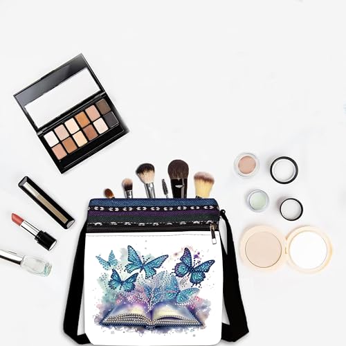 DDGYP Butterfly Diamond Painting Crossbody Bag, Diamond Art Kits for Adults | DIY PU Leather Art Bag, Adult Craft Kits for Women, Portable Handbag as Ideal Gift - color: Butterfly Flower 3
