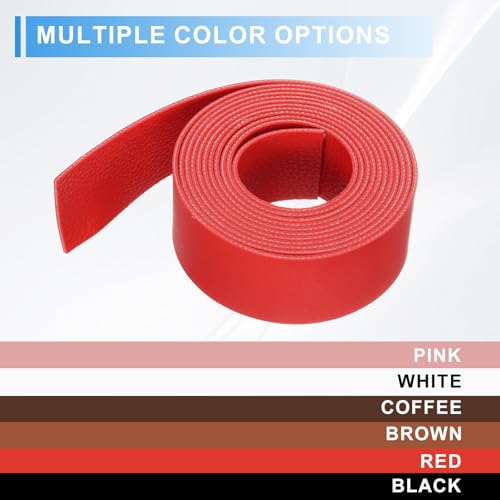 uxcell Leather Straps, 1.2 Inch Wide 79 Inch Long Soft Flat Leather Strips Cord for Craft Projects Tooling Belt Bag Making, Red - color: Red, size: 1.2 Inch Wide 79 Inch Long