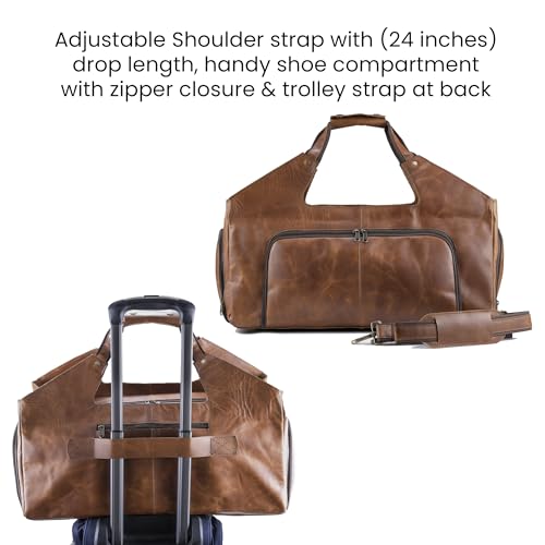 Full-Grain Leather Weekender Bag for Men 'Leather Wanderer' Small Weekend Carry-On Genuine Leather Travel Duffel Carry On Overnight Gym Bag