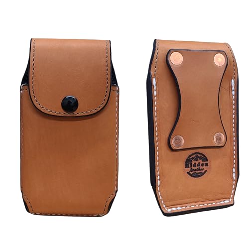 Custom Leather Phone Holster, Heavy Duty Belt Pouch Case with Snap Closure, EDC Waist Carry Cell Phone Sheath (Tan) - color: Tan