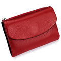Premium Leather Wallet, Multi-Slot Card Holder with ID Window, Zipper Coin Purse, First Layer Leather (Red & Black) - color: Red & Black