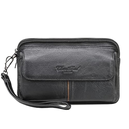 Leather Clutch Purse Wallet Men Wrist Bag - color: #04black