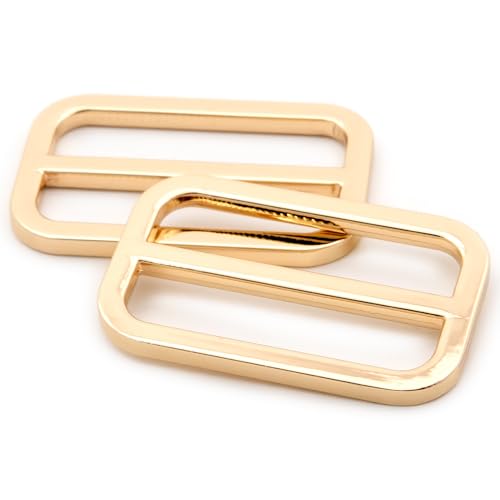 Loosco Flat Metal Adjuster Belt Sliders, 10 PCS Buckle Triglide for Strap Keeper Leathercraft Bag Belt Adjuster (Gold,1 1/2") - color: Gold, size: 1 1/2"