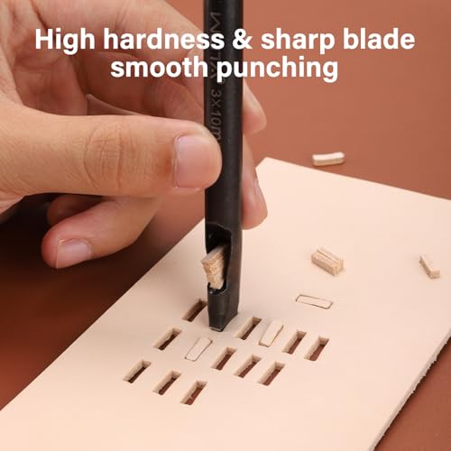 WUTA Rectangle Leather Hole Punch, High Carbon Steel Punching Tool, Hollow Punch Cutter for Leather Belt & DIY Crafting (3 * 8mm, 1PC) - size: 3*8mm