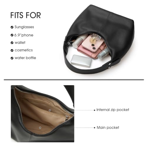 2026 Hobo Handbags, Vegan Leather Shoulder Bags for Women, Clutch Y2K Purse Handbags Tote Bag | Vegan Leather - color: Black