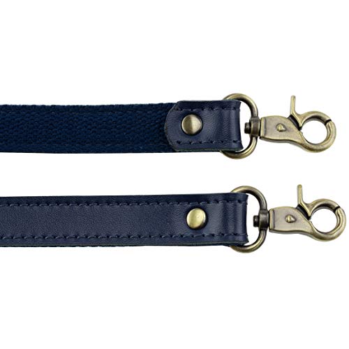 Allzedream Genuine Leather Purse Strap Sewing Canvas Replacement Handbag Shoulder Bag 2 Pcs - color: Navy