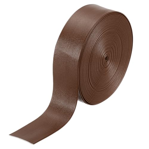 uxcell 5 Yard 25mm PU Faux Leather Strips, Fold Over Leather Strap Roll Double Sided Faux Supplies for DIY Craft Projects, Light Brown - color: Light Brown, size: 25mm