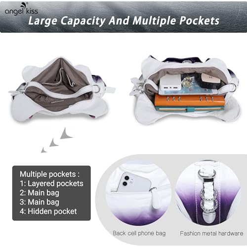 Angelkiss Hobo Purses and handbags for Women Satchel Handbag Women Purses Large Daily Shoulder Bags - color: 7028purple