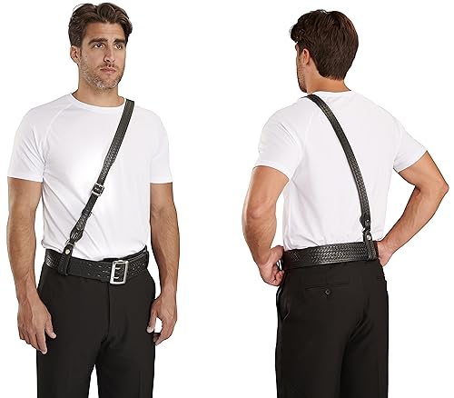 JAY-PEE Sam Browne Shoulder Strap 1 1/4 inch Leather Cross Strap Includes 2 | D-Rings that Connect to Duty Belt. Gun Belts (gun-belts). From JAY-PEE - color: Basketweave, Chrome, size: 54" long 2X-Large