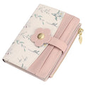 GAEKEAO Small Wallets for Women RFID Blocking Bifold Floral Vegan Leather Wallet Card Holder with ID Window & Zipper Pocket - color: C04-Pink