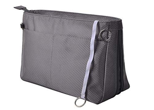 Vercord Expandable Nylon Handbag Purse Organizer Insert Liner Shaper Bag in Bag Dark Grey Medium - color: Dark Grey, size: Medium