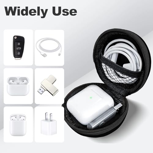 2Pack Round Earbud Case Portable EVA Carrying Case Storage Bag Cell Phone Accessories Organizer with Carabiner for Earphone, Earbud, Earpieces, SD Memory Card, Camera Chips, Black/Purple - color: A7-Round Black+Purple