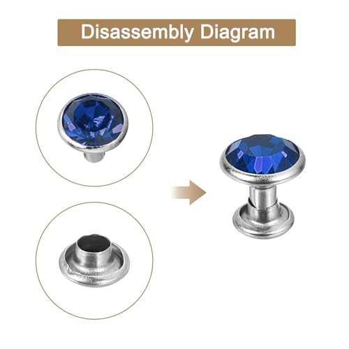 uxcell 60 Sets Rhinestone Rivets, 8mm Leather Rivets Crystal Rivets Stud Rapid Double Cap Rivets for DIY Leather Craft Fabric Clothes Belt Bags, Dark Blue - color: Dark Blue, size: 8mm