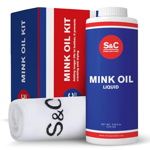 Stone and Clark Mink Oil for Leather Boot - Leather Conditioner & Protector for Boot, Belt, Saddle, Baseball Glove & Purse - style: Oil