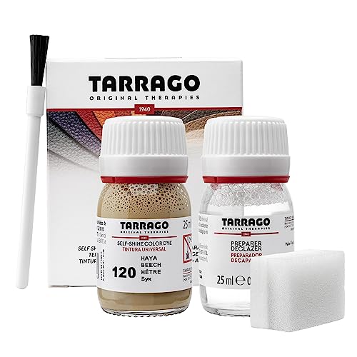 Tarrago Leather Dye Kit with Deglazer and Applicator - Restore & Recolor Shoes, Boots, Purses, Wallets, Jackets, and Furniture - Rich Pigment - 25mL - color: Beech Brown #120