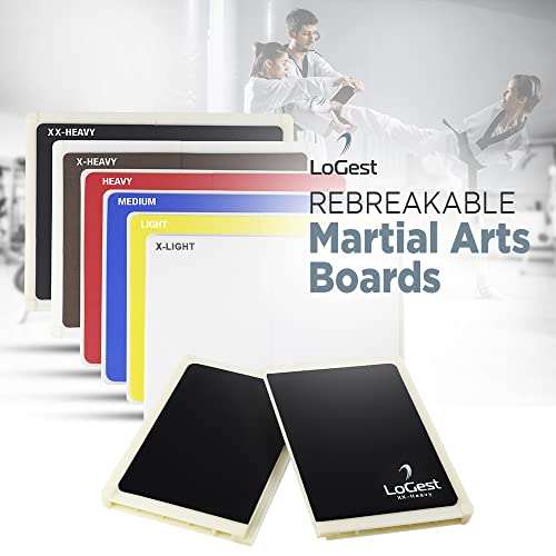 Logest Rebreakable Boards Martial Arts - Taekwondo Karate MMA Boards - Reusable Plastic Training Breaking Boards for Kids & Adults Available in 6 Levels of Difficulty Taekwondo Boards for Breaking - color: White - X-light