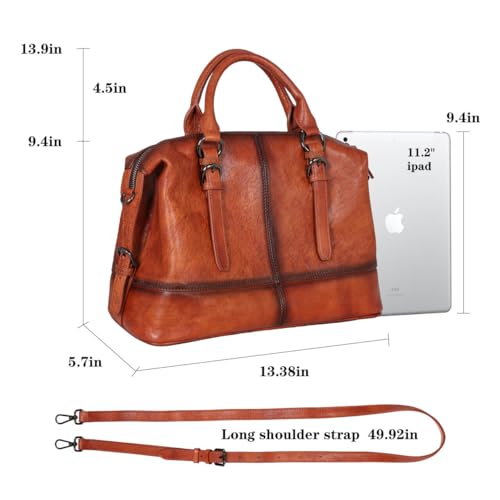 HESHE Leather Tote Bag Shoulder Purses for Women Satchel Crossbody Handbags - color: Brown