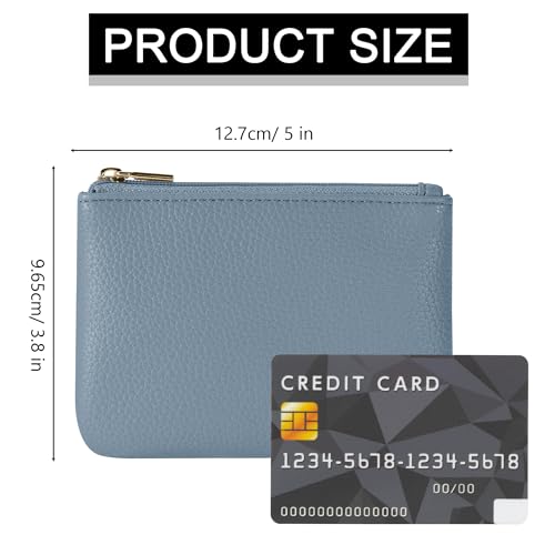Chelmon PU Leather Coin Purse Pouch Change Holder Small With Zipper for Men Women 2 PCS Set (Black&Blue) - color: Black&Blue