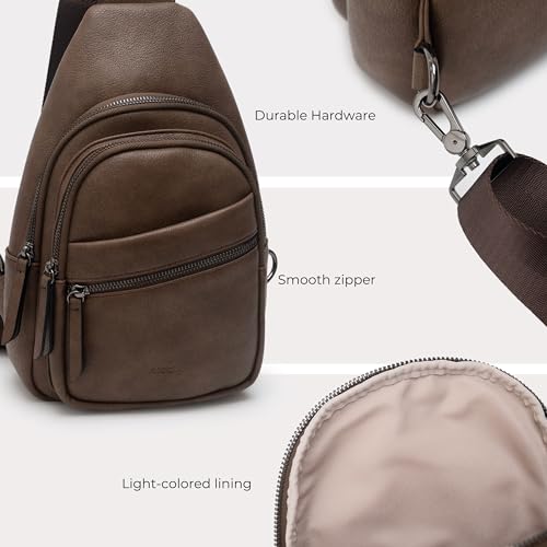Alldaily Large Sling Bag for Women Crossbody Purse Leather Fashionable Trendy Chest Bag for Travel, Fanny Pack (Chocolate) - color: Chocolate