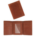 Genuine Leather Mens Trifold Wallet RFID Blocking with 6 Credit Card Slots 1 ID Window Section for Bills 2 Hidden Pockets | Tan - color: Tan, size: 6 Card + 1 ID