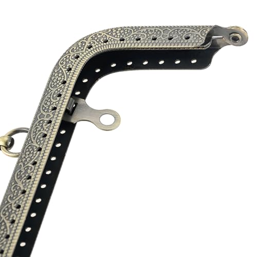 5PCS Metal Kiss Lock Purse Frame with Handle,Embossed Arch Clasp | Replacement for DIY Handbag Making, Coin Bag & Clutch Bag Repair - size: 7.9 Inch