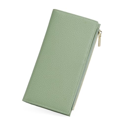 GOIACII Slim Wallets for Women Rfid Blocking Leather Wallet Green - color: C04 Green