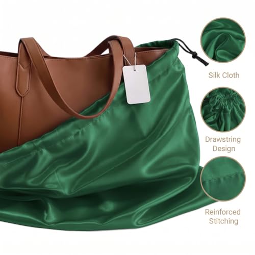 Q&J Fabric Co. 6 Pack Satin Dust Bag 15.7x19.7 inch Forest Green 100% Polyester Silk Bag Purse Dust Bag Shoe Bags for Closet Purse Protector Bag Dust Covers for Purses - color: Forest Green, size: 15.7"x19.7"
