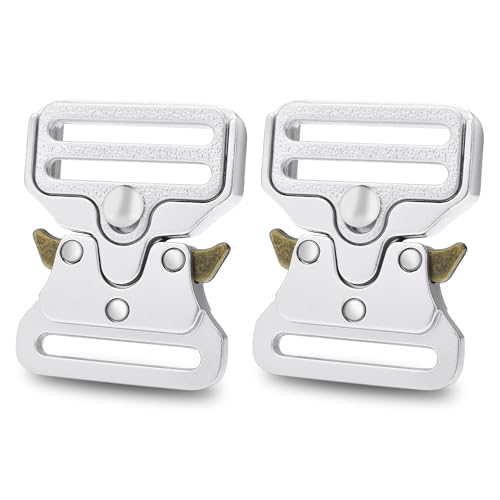 1 Inch Metal Tactical Duty Belt Buckle Replacement, 2 Pack Metal Buckle Clip for Dog Collar, Vest, Backpack Strap, Paracord Bracelet Accessories Silver - color: B: 1" Silver 2pcs