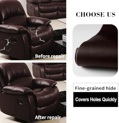 Leather Repair Patches, Self Adhesive Vinyl for Couches Furniture - color: Brown, size: 3.5X79 inch
