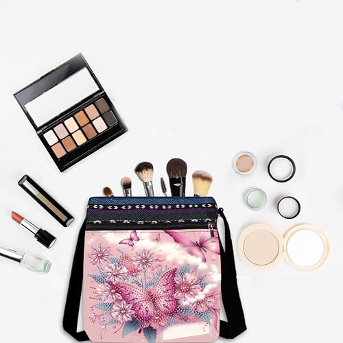 LSQFS Diamond Art Painting Crossbody Bag for Adults, Butterfly Floral DIY Diamond Art Kits for Women, PU Leather Shoulder Purse Craft Kit - color: Butterfly flowers 1