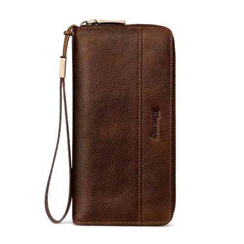 Leather Wallet for Women RFID Blocking Wristlet Card Holder | Large capacity design with zip coin pocket real leather daily shopping travel clutch wallet for ladies(darkcoffee) - color: a9-darkcoffee
