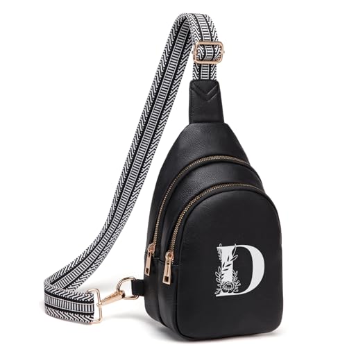 Viverte Crossbody Bags for Women Initial Sling Bag Cross Body Fanny Packs Personalized Gifts for Mom Women Wife - color: Black, style: D