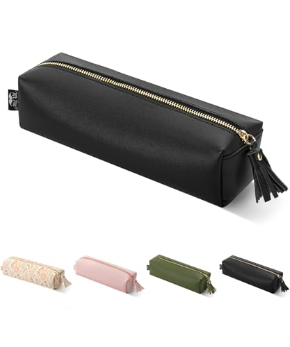 Mr. Pen- PU Leather Pencil Case, Black, Pencil Case Small Pencil Pouch | Aesthetic Pencil Cases - color: Black