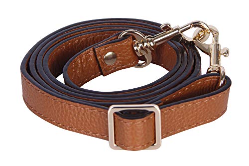 VanEnjoy Full Grain Leather Adjustable Replacement Cross Body Purse Shoulder Strap, 0.7” Width, Adjustable Length 25”-51” (Brown) - color: Brown