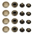 CRAFTMEMORE 50 Sets Antique Brass Snap Buttons S-Spring Socket Popper Fasteners for Jacket Bag Closures #665 VT2 (10mm (0.39")) - size: 10mm (0.39")