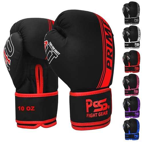 PSS Boxing Gloves for Kids/Youth Training Sparring, Kickboxing, Muay Thai, MMA, Heavy Punching Bag Mitts Focus Pads Workout Durable PU Leather, High-Density Foam Padding 4 6 8 10 Oz - color: Red, size: 8 oz