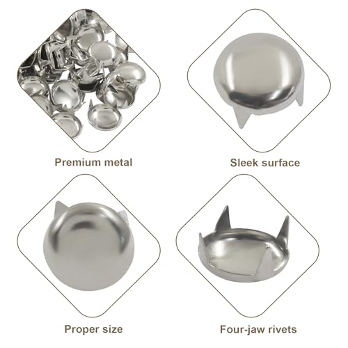 Seimneire 200 PCS Silver 10mm Round Pyramid Studs