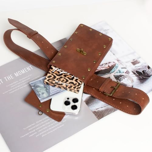 SUMGOGO Retro Belt Pouch Waist Bag Womens Fanny Pack Cellphone Holder Steampunk Medieval Renaissance Purse Costume Accessory - color: Bottle-brown