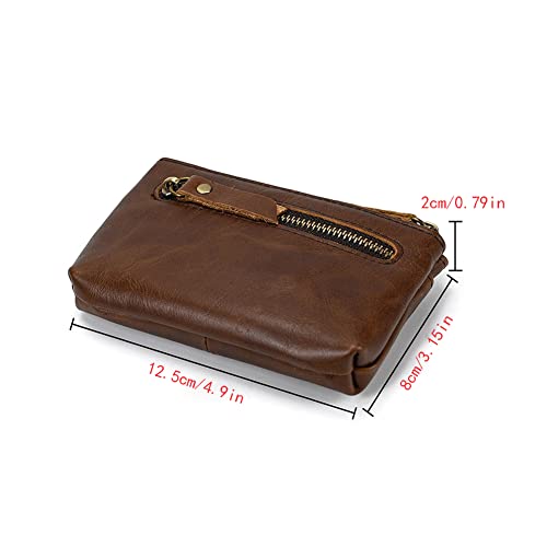 1 Pcs Leather 3 Zipper Coin Purse Wallet With Key Ring, Coin Organizer, Change Holder, Leather Zipper Storage Bag for Men