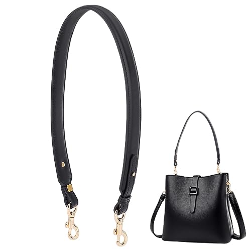 PH PandaHall Crossbody Bag Straps, 28.5 Inch Short Bag Strap Purse Strap 1.4 Inch Wide PU Leather Replacement Shoulder Strap with Golden Metal Clasps for Women DIY Underarm Bag Handbag, Black - color: Black Strap+golden Buckle