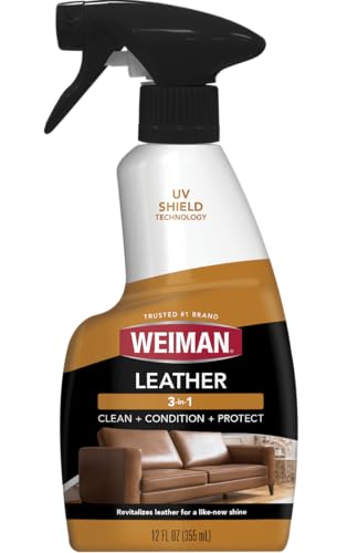 Weiman Leather Cleaner, Conditioner & Protector, Car Interior & Furniture | UV Protection from Cracking & Fading, All Finished Leather Surfaces, Auto, Sofas, Shoe, Bag & Jacket - size: 1 Pack (12 Fl Oz)