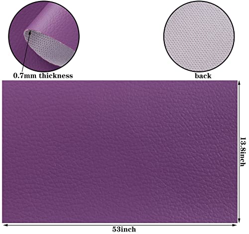 Picheng Lychee Faux Leather Fabric: 13.8" x 53" Soft Faux Leather Roll | Lychee Texture Solid Color Faux Leather Sheets Marine Vinyl for Making Crafts Leather Earrings Bows Sewing DIY (Purple) - color: Purple
