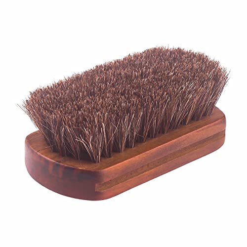 Horsehair Shoe Brush for Cleaning, Leather Brush Car Cleaning Brush, Solid Wood Handle Polishing Brush with Soft Bristles, Comfy Grip